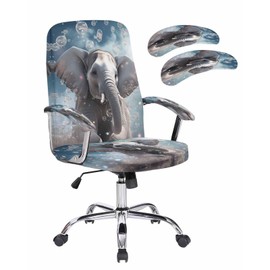 Office Chair Covers, Elephant Dream Bubbles Universal Computer Chair Slipcovers with Zipper, Removable Stretch Office Chair Cover Anti-dust Spandex Rotating Boss Chair Slipcovers Large Size