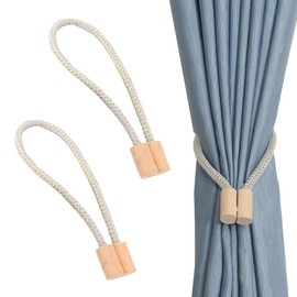 YANYULI Curtain Tassels, Curtain Tiebacks, Set of 2, Magnet, Wood, Easy Installation, Stylish, Simple, Curtain Tiebacks, Curtain Accessories (Beige)