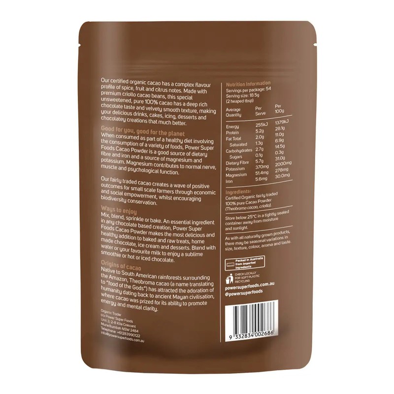 Power Super Foods Cacao Powder, 1kg