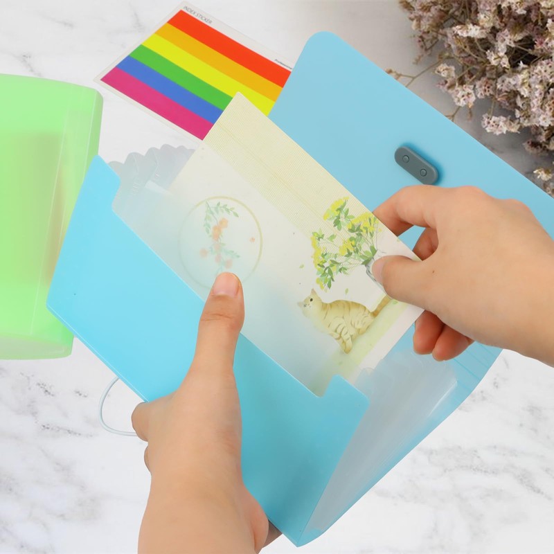 Pack of 4 Mini Expanding Folders, A6, 13 Compartments, Document