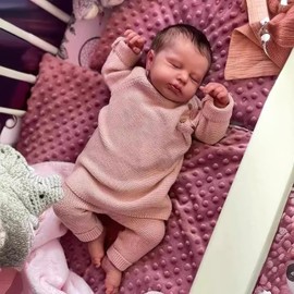 Wamdoll 19Inches Sweet Sleeping Cuddly Baby Rooted Hair Reborn Doll with Weighted Cloth Body Realistic Newborn Girl Dolls Lifelike, May God Bless You