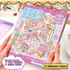 20 Sets DIY 3D Sticker Scene Collection Book for Kids Adults Cute Make Your Own Shop House Stickers for Gifts Stickers Therapy for Adult Relief Stress Pass The Time Play Park Hamburg Castle