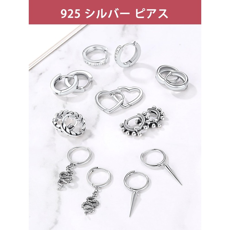 FOCALOOK Women's Hoop Earrings, 925 Silver, Hypoallergenic, Popular, Cool, Stud