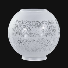 B&P Lamp® 8" Ball Style Gas Shade with Etched and Clear Filigree Design