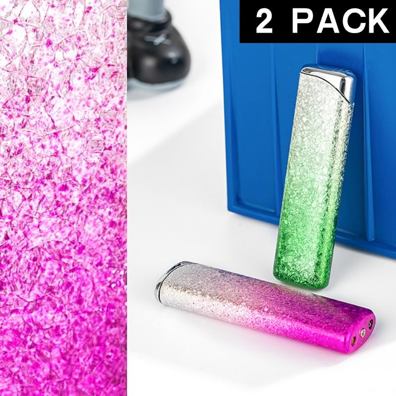 2 PACK Pink Jet Flame Lighter,Refillable Butane Lighter,Cool Jet Torch