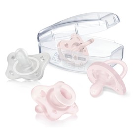 Chicco PhysioForma Pacifier Set 0-6 Months for Girls, Set of 4, 2 Pacifiers for 0-2 Months and 2 Pacifiers for 2-6 Months, Soft Material