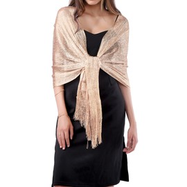 MissShorthair Women's Sparkle Shawls and Wraps for Party Dresses (Champagne Gold)
