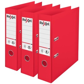 Rexel Choices, A4 Lever Arch File, 75 mm Spine, 500 Sheet Capacity, Plastic Cover, File Folder, 2115504, Light Red