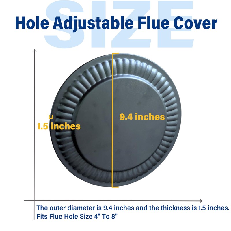 Irnyso Metal Black Fireplace Stove Pipe Flue Hole Cover 6719900