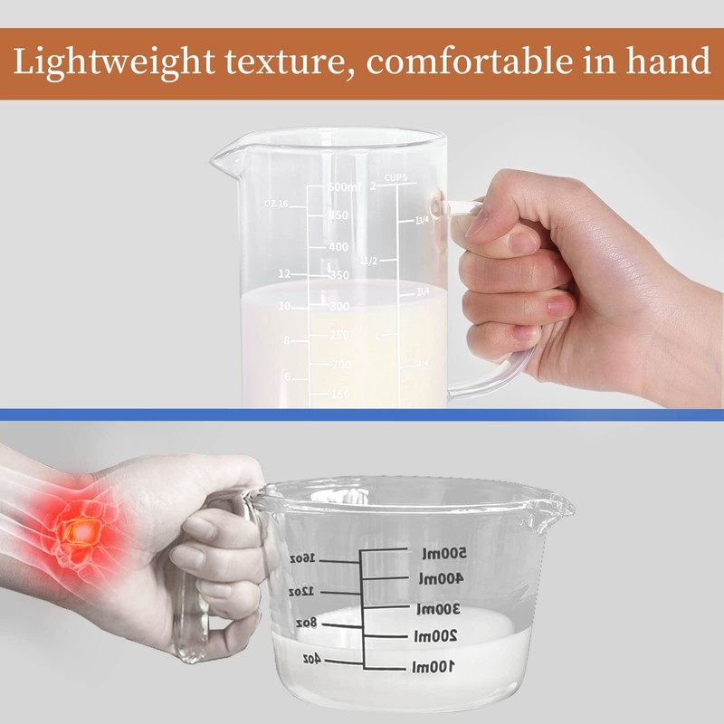 Newness Glass Measuring Cup with Handle, 700 ML (0.7 Liter,