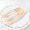 24 Disposable Natural Birchwood Cutlery Set Baroque Design Spoons Forks