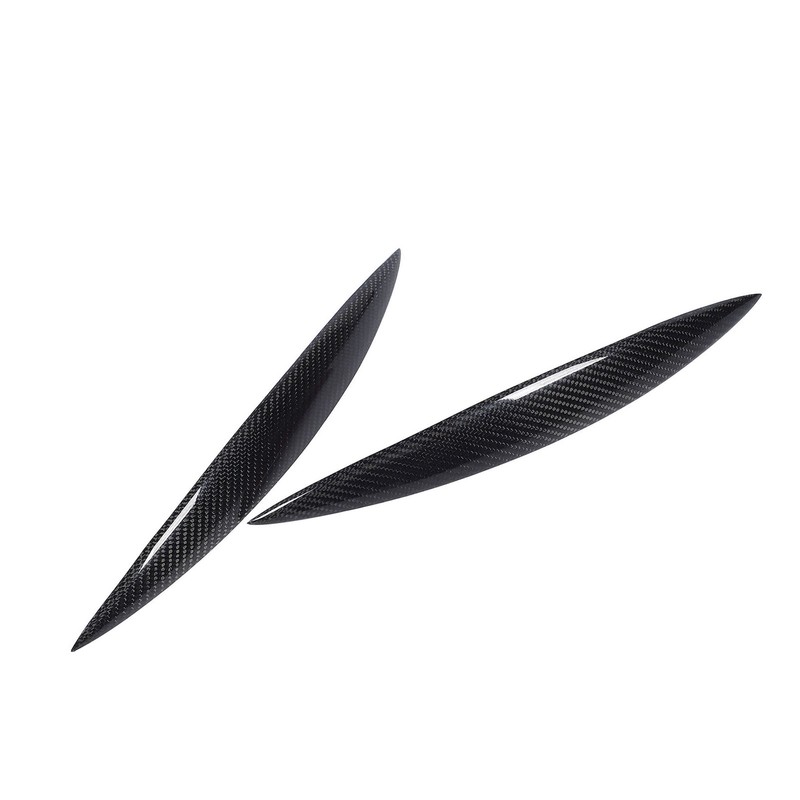 2pcs Carbon Fiber Headlight Eyebrows Left Right Glossy 3K Twill