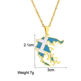 SHIMERITI Fashion Stainless Steel Greece Map Pendant Flag Necklace(Gold)