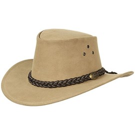 Jacaru Australia 1007 Wallaroo Suede Cowboy Hat, Sand, Small