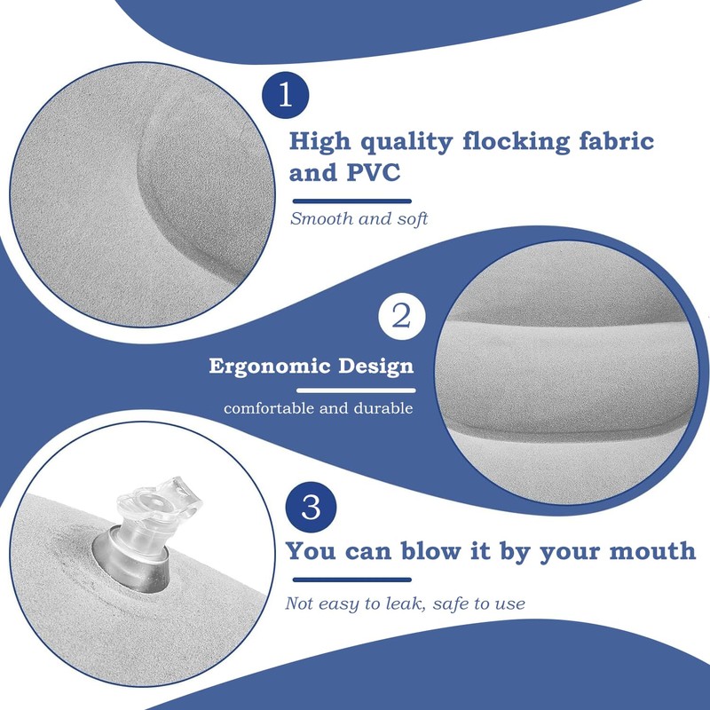 ZEACCT Pack of 2 Inflatable Pillows, Grey Inflatable Pillow, Height