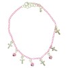 Mi Amore Pink Ankle Bracelet Pink Spherical & Silver-Tone Cross