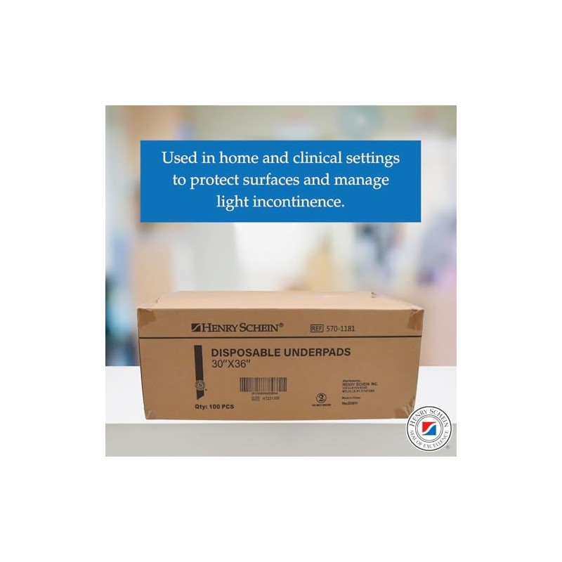 Henry Schein Disposable Underpads, 30x36 – Light Absorbency, 2-Ply Tissue,