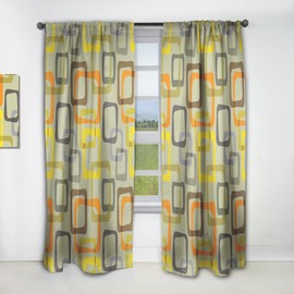 DesignQ Curtains 'Retro Square Design VII' Curtains for Bedroom, Curtains for Living Room, Curtains & Drapes - Thermal Insulated - Single Panel-52x63