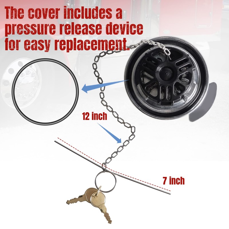 Dexepe 2Pcs Locking Diesel Fuel Cap 4" Compatible With Peterbilt