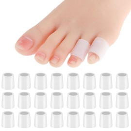24 Pcs Silicone Toe Sleeves, Soft Gel Protector Toe Cushions Cuttable Pinky Toe Sleeves Protectors Corn Protectors Toe Tube Pads for Hammer Toe Stubbed Toe Corns Calluses Protect