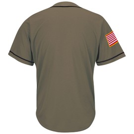 Pullonsy Memorial Day Blank Baseball Jerseys Army Dad T-Shirt for Men Button Up,ArmyGreen-Black Stripe Plain,Size M