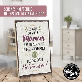 TypeStoff HS-01436 Wooden Sign with Saying - There Are So Many Men - Vintage Look with Quote as a Gift and Decoration on the Theme of Love