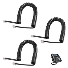 Pack of 3 RJ9 Telephone Cable Lead Curved Spring-Loaded Spiral Handset Wire, 5 Metre Telephone Handset Cable Spring-Loaded Coiled Cable for Landline Telephone Home Office Landline Telephone Handset