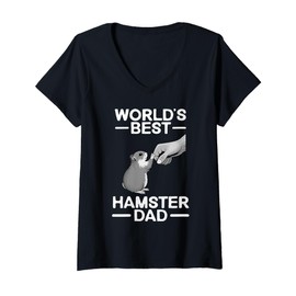 Womens Funny Hamster Design For Men Dad Father Dwarf Hamster Lover V-Neck T-Shirt