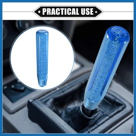 A ABSOPRO Gear Shift Knob Stick, 25cm Faux Crystal Transparent Bubble Gear Shifter Universal for Manual Transmission Vehicle Durable Acrylic Blue with Adapter Item Replacement