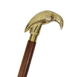 Wooden Walking Stick Brass Handle Brown Wooden Walking Cane- Foldable Wood Cane for Men & Women H-11 (Brown Stick)