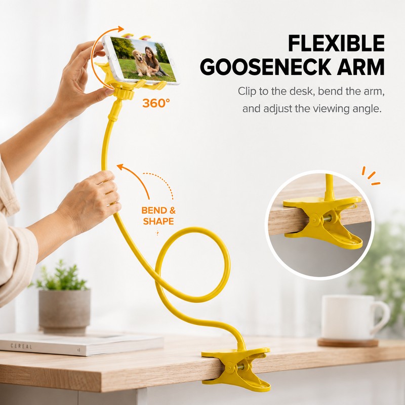 Flexible Gooseneck Phone Holder for Bed & Desk – 360°