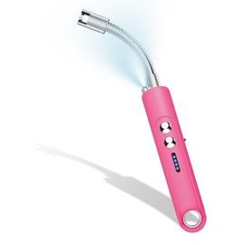 TIANWANG Electric Lighter,Candle Lighters with Flashlight,Windproof & Flameless,Type-C Rechargeable with Safety Switch for BBQ,Grill,Camping,Fireplace,Stove (Pink)