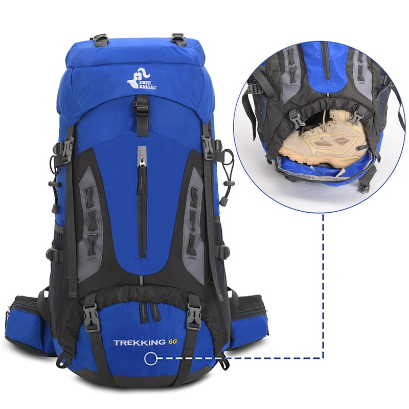 Bseash 60L Hiking Camping Backpack with Rain Cover, Waterproof Large