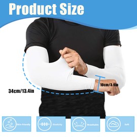 8 Pairs Arm Sleeves for Men and Women, Summer Sun Arm Cover Sleeves, Arm Sleeves for Women Men (White)