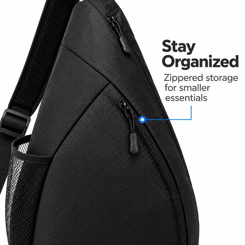Tennis & Badminton Racket Sling Bag, Adjustable Crossbody Sports Backpack
