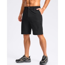 Pudolla Men's Hiking Cargo Shorts 9" Lightweight Stretch Travel Work Shorts for Men Outdoor Casual with 5 Pockets(Black 3X-Large)
