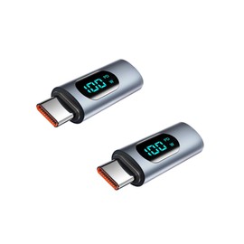 YFFSFDC USB Type C Converter Adapter, LED Watt Screen Display, 2-Piece Set, PD Compatible, 100W Rapid Charging, Male-Female, Smart Chip, High Speed Data Transfer, OTG Aluminum Alloy Exterior, USB C