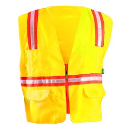 OccuNomix LUX-XTRNSM-Y5X Classic Solid Front Mesh Back Two-Tone Surveyor Vest, Non-ANSI, 5X-Large, Yellow (High Visibility)