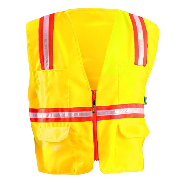 OccuNomix LUX-XTRNSM-Y5X Classic Solid Front Mesh Back Two-Tone Surveyor Vest,