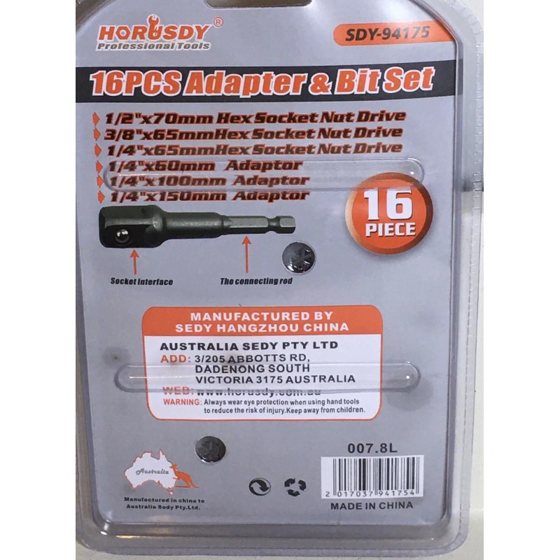 TorqueSmith Horusdy 16 piece drive bit and socket adapter set