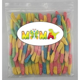 MiMa MiMa Assorted Sour Gummy Candy - Tangy, Chewy SOUR Candy in Fun Shapes - Bulk Bag for Parties, Snacks & Gifts - Sour Neon Worms 1lb