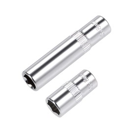 sourcing map 2pcs 1/4" Drive 8mm 6 Female Flat and Deep Set Cr-V Steel