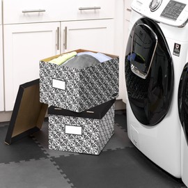 Bankers Box 0035501 Decorative Storage Box with Lids, Black and White, 10 Pack