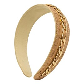 Lilly Pulitzer Women's Fashion Headband, Cork Hair Accessories with Gold Chain Detail for Teens and Adults (Sparkle Cork)