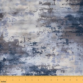 Erosebridal Watercolor Fabric by The Yard,Modern Abstract Upholstery Fabric,Navy Blue Tie Dye Ombre Decorative Fabric,Contemporary Grunge Outdoor Fabric for DIY Upholstery (Navy Blue Grey,1 Yard)
