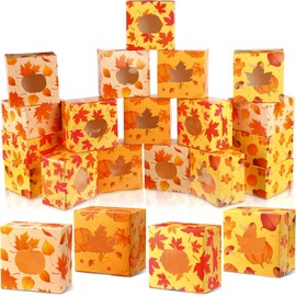 Humyoun 48 Pcs Fall Cookie Boxes with Window, Autumn Maple Leaf Pumpkin Desserts Gift Boxes Paper for Fall Harvest, Thanksgiving Party, Wedding, Birthday Supplies