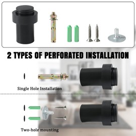 10 Pack Black Door Stoppers - Stainless Steel Cylindrical Floor Stopper With Rubber Bumper - Modern Home Decorative Wall Protector for Bottom or Top of Door