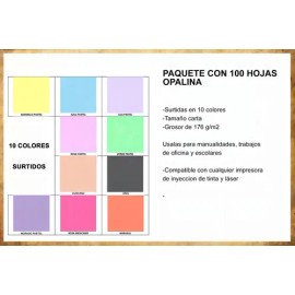Papel Opalina Cartulina Delgada 175 Grs Colores Pastel Surti Color Surtidos