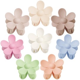 Hair Claw Clips 8PCS Flower Hair Clips Large Hair Clips Cute Claw Clips for Women Thick Hair, Hair Jaw Clips Big Dasiy Matte Hair Clips Non Slip Strong Hold for Women Thick Thin Hair 8 Colors