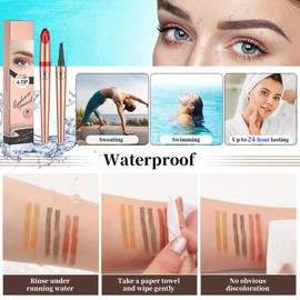 Eyebrow Pencil with 4 Tips Micro Head, Eyebrow Pencil Micro 4 Point Eyebrow Pencil Long-Lasting Waterproof Natural Eyebrow Makeup (A-Grey)
